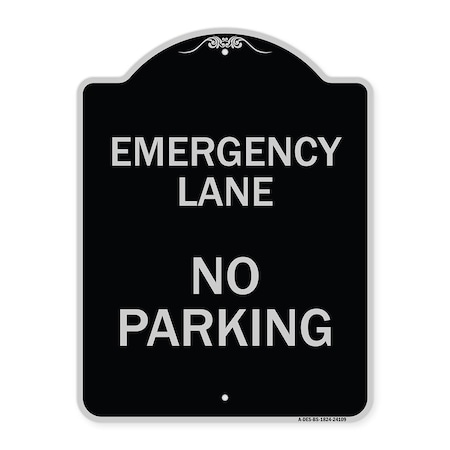 Signmission Emergency Lane No Parking Heavy-Gauge Aluminum Architectural Sign, 24" x 18", BS-1824-24109 A-DES-BS-1824-24109